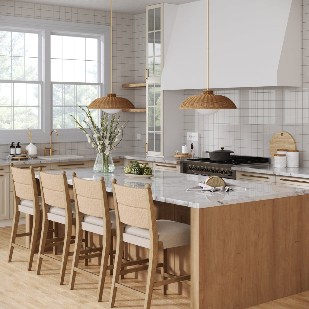 Seagrass & Wood Counter Height Bar Stool Light Brown