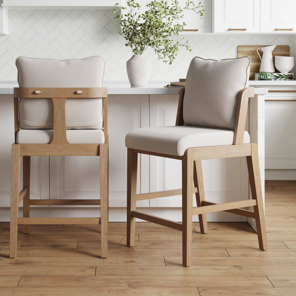 Scandinavian 2-Pack Bar Stool with Back Light Brown