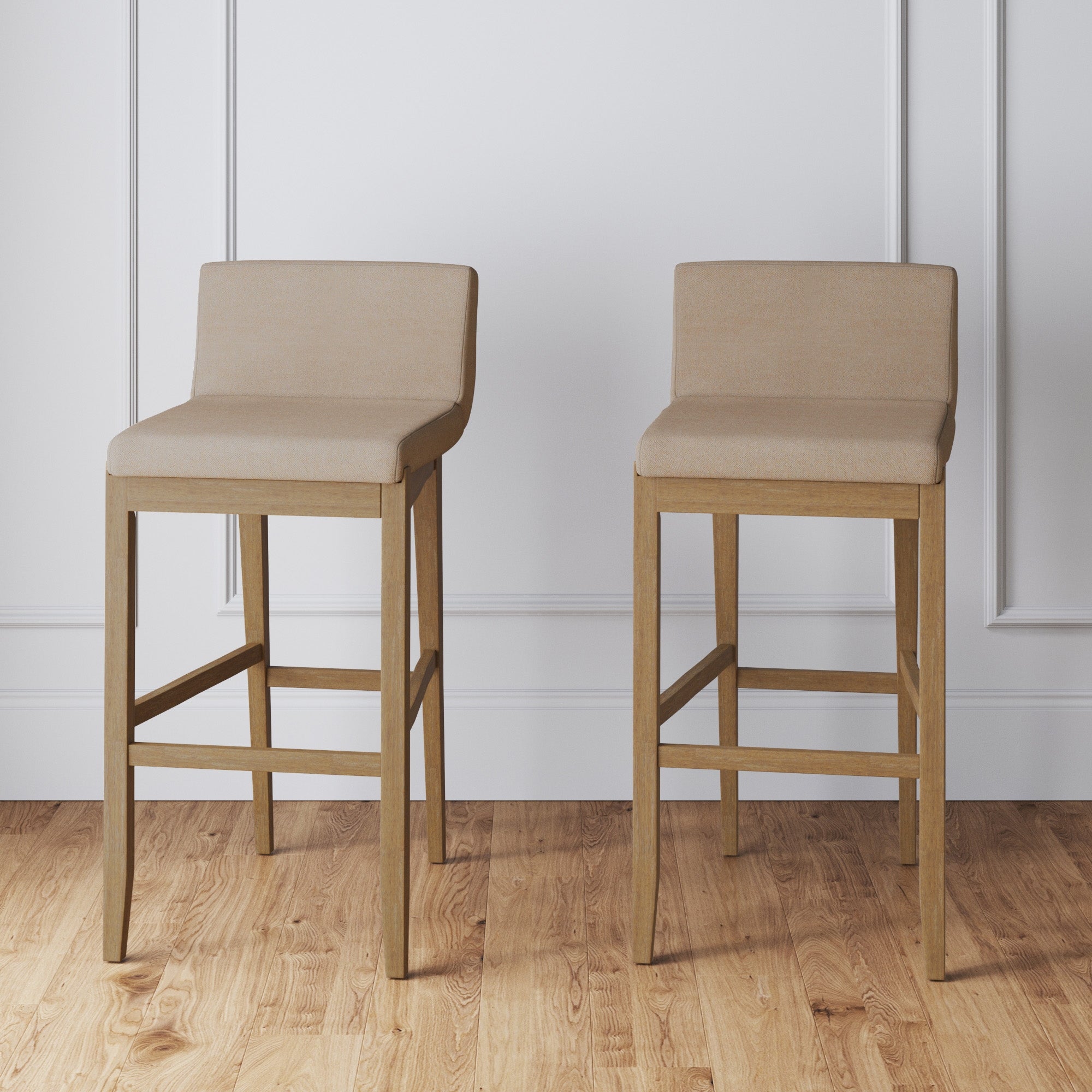 Exposed Wood Back Bar Stools Brown (Set of 2)