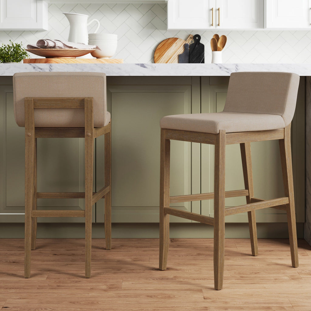 Exposed Wood Back Bar Stools Brown (Set of 2)