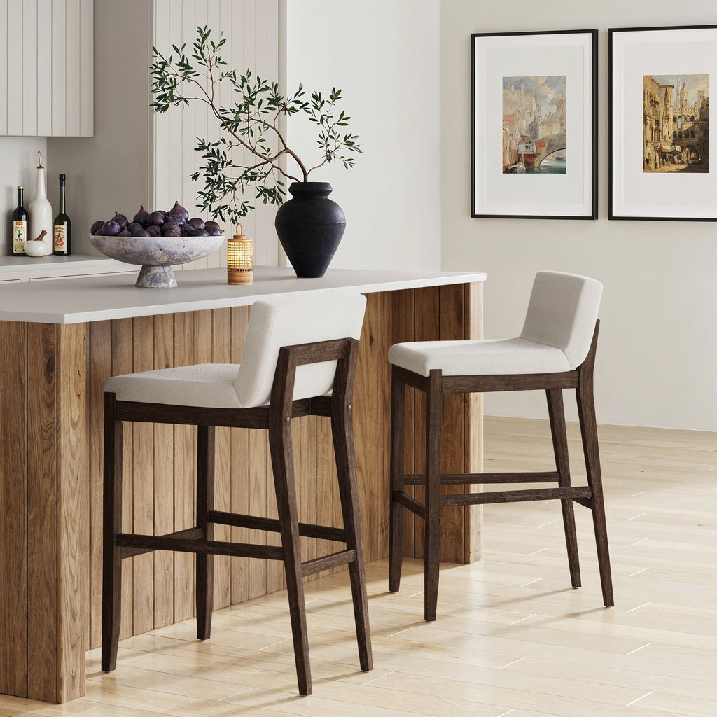 Exposed Wood Back Bar Stools Dark Brown (Set of 2)