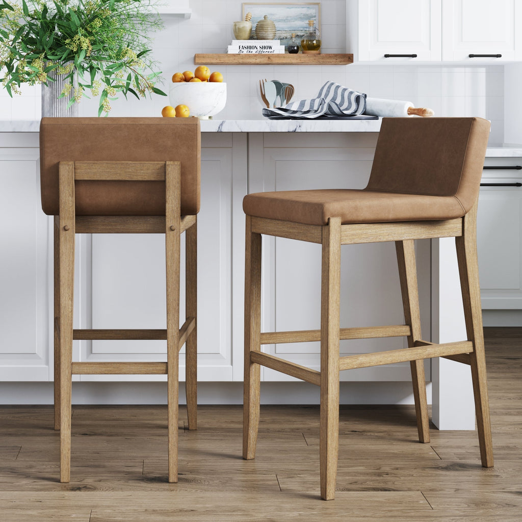 Exposed Wood Back Bar Stools Light Brown (Set of 2)