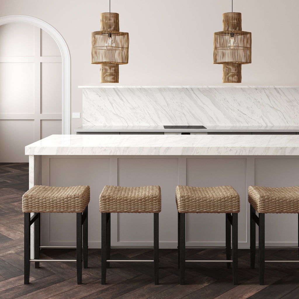 Seagrass Counter Height Bar Stools Black (Set of 4)