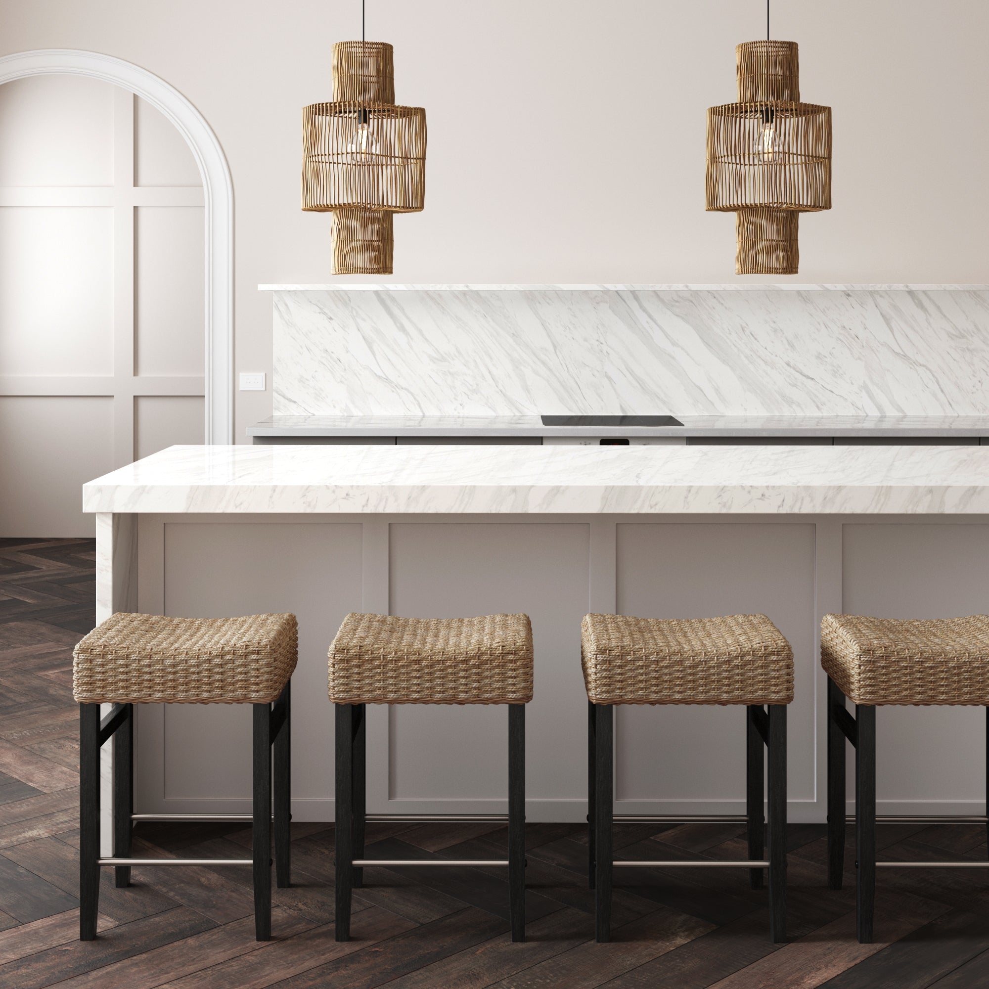 Seagrass Counter Height Bar Stools Black (Set of 4)