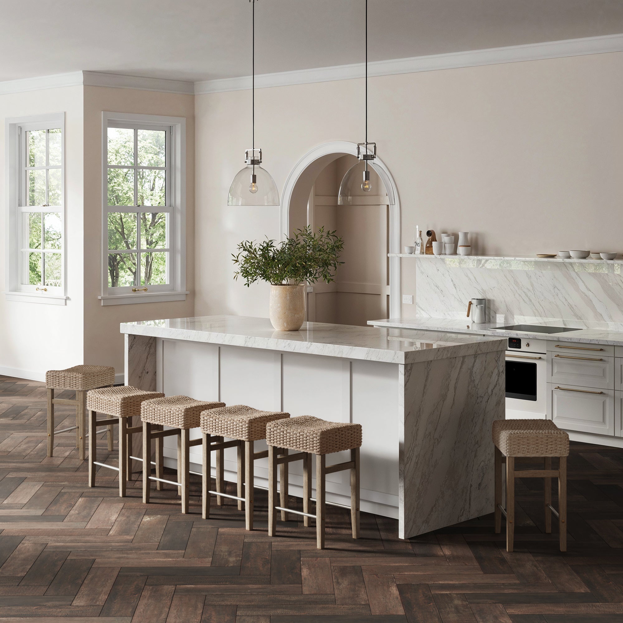 Seagrass Counter Height Bar Stools Brown (Set of 6)