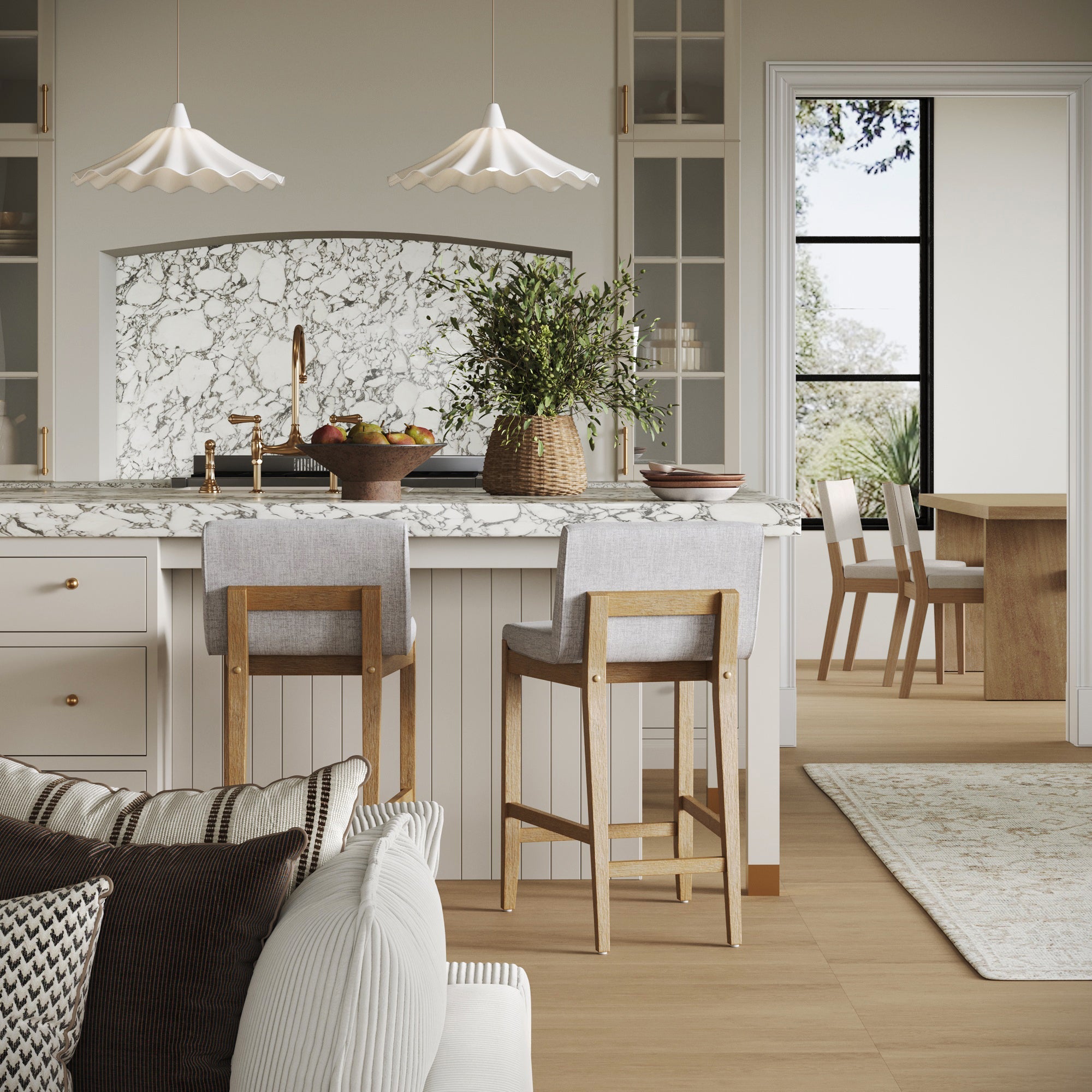 Upholstered Counter Height Bar Stool w/ Back Gray (Set of 2)