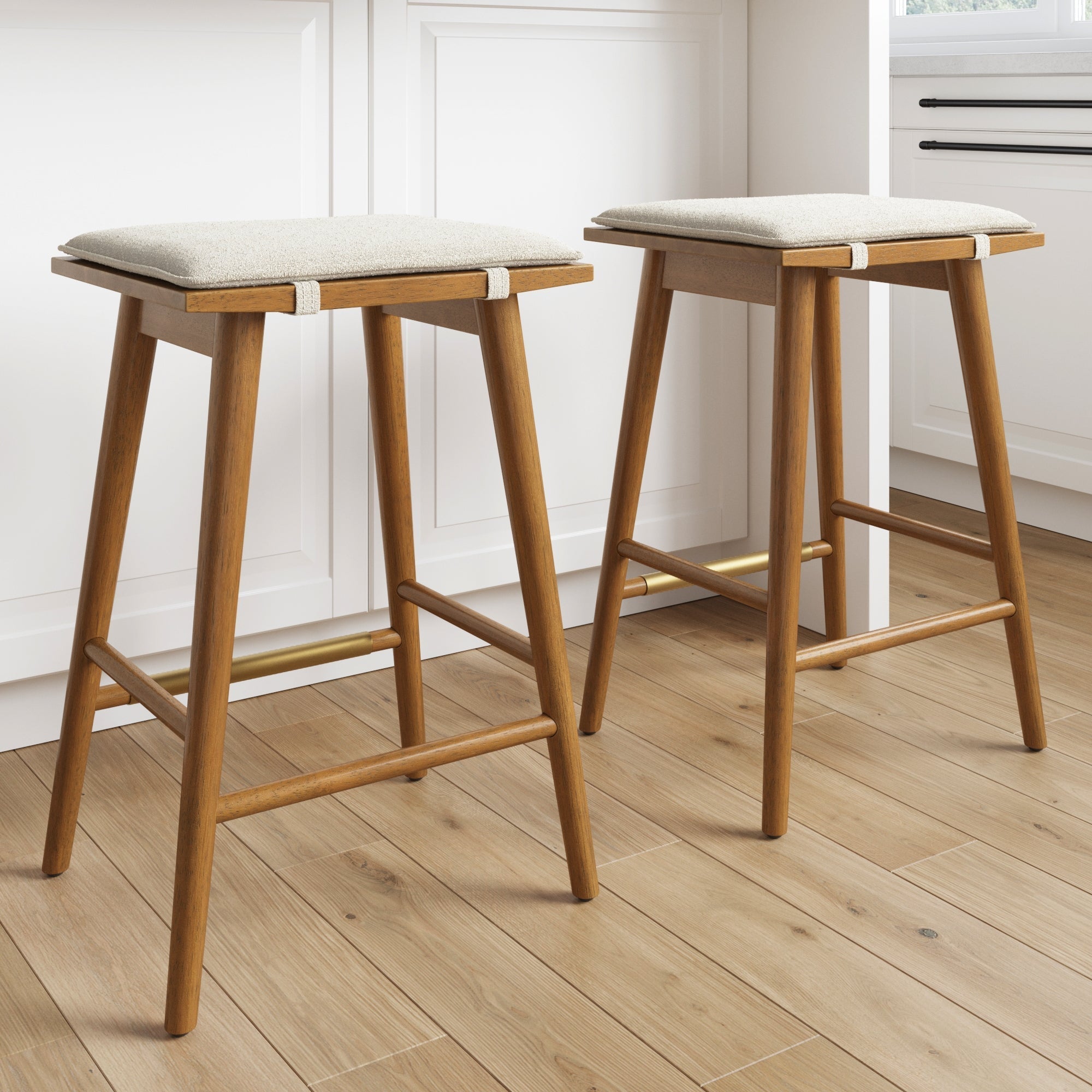 Boucle Counter Height Bar Stools Brown (Set of 2)