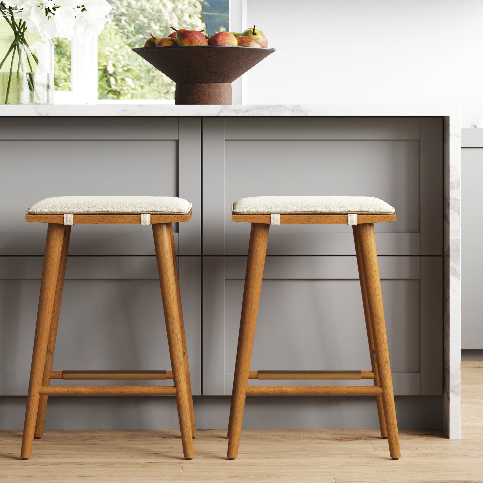 Boucle Counter Height Bar Stools Brown (Set of 2)