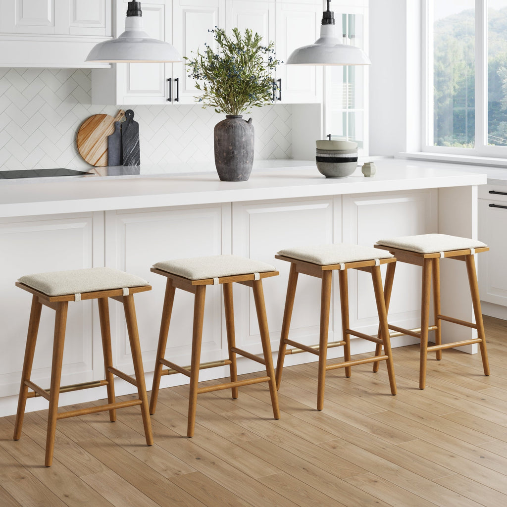 Boucle Counter Height Bar Stools Brown (Set of 4)