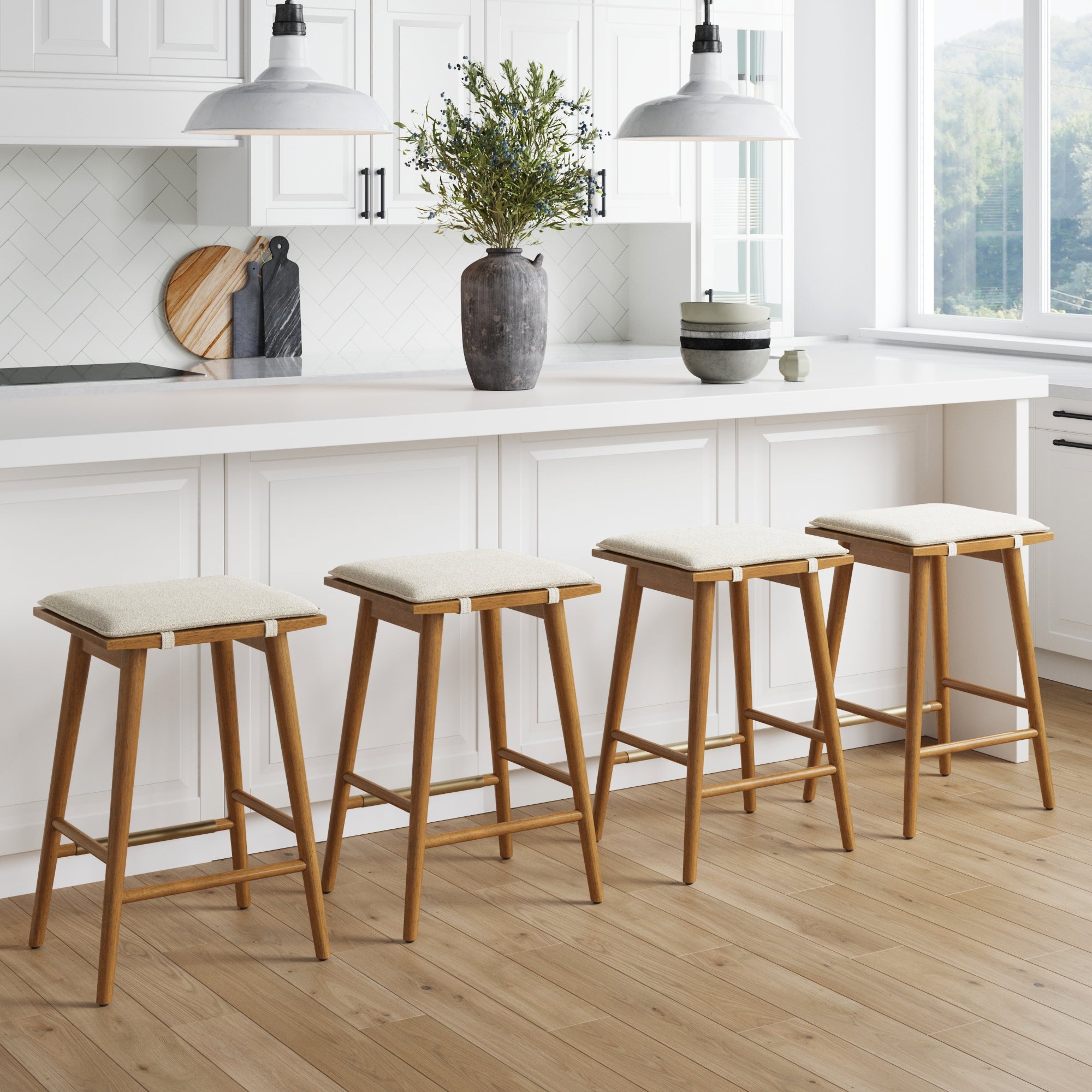 Boucle Counter Height Bar Stools Brown (Set of 4)