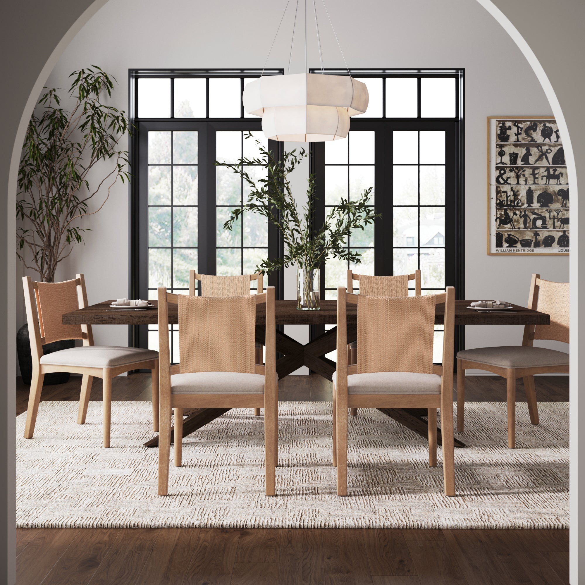 Arched Back Seagrass Dining Chair Light Brown (Set of 6)