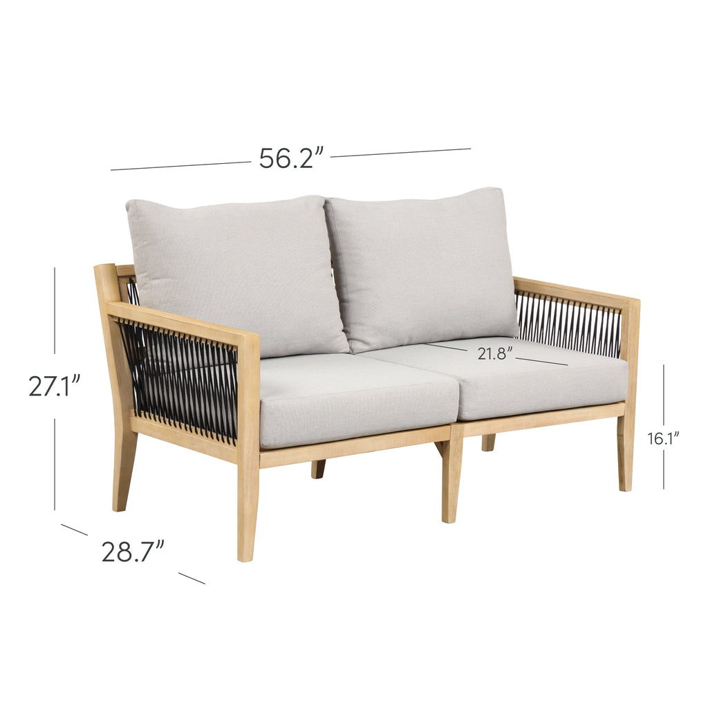 Outdoor Solid Wood Patio Loveseat Gray Acacia