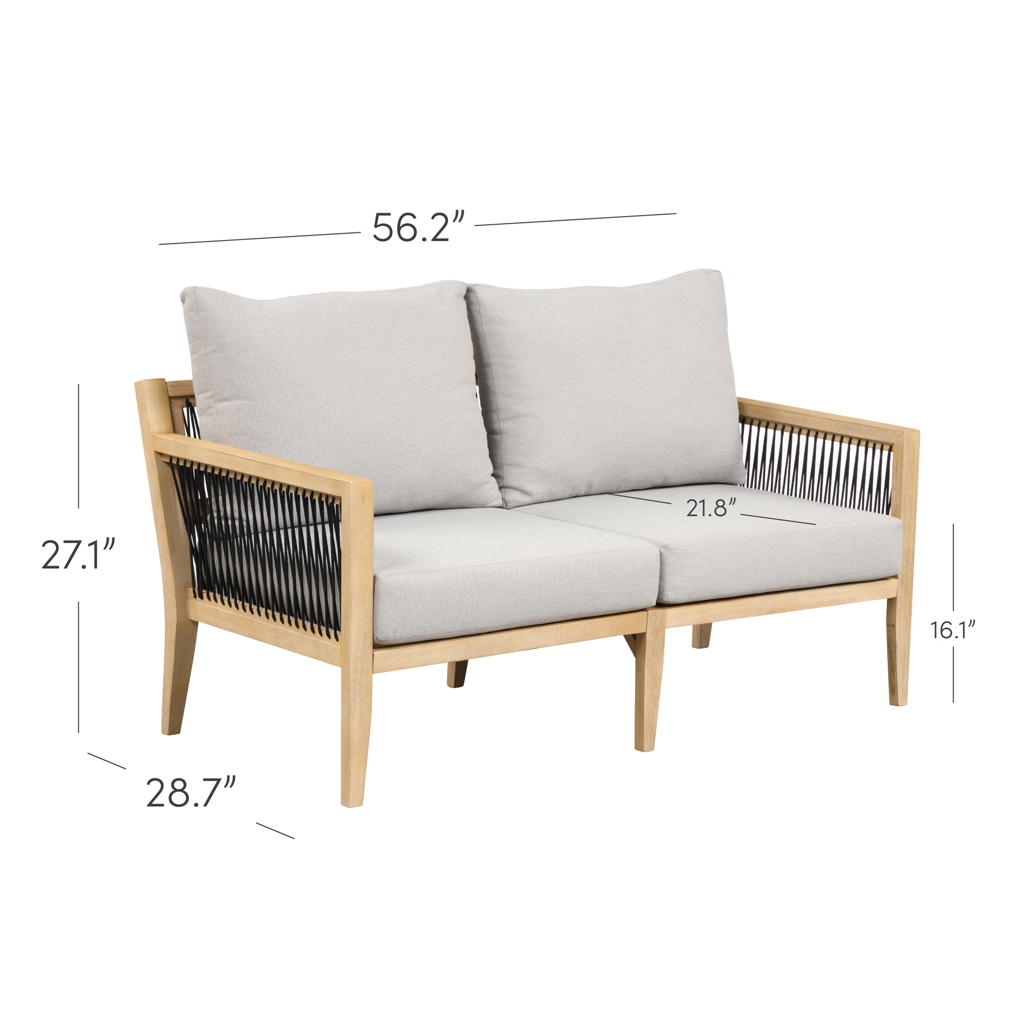 Outdoor Solid Wood Patio Loveseat Gray Acacia
