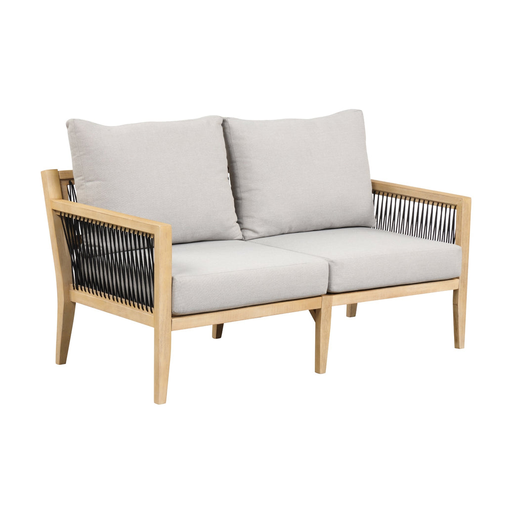Outdoor Patio Wood Loveseats Gray Acacia (Set of 2)
