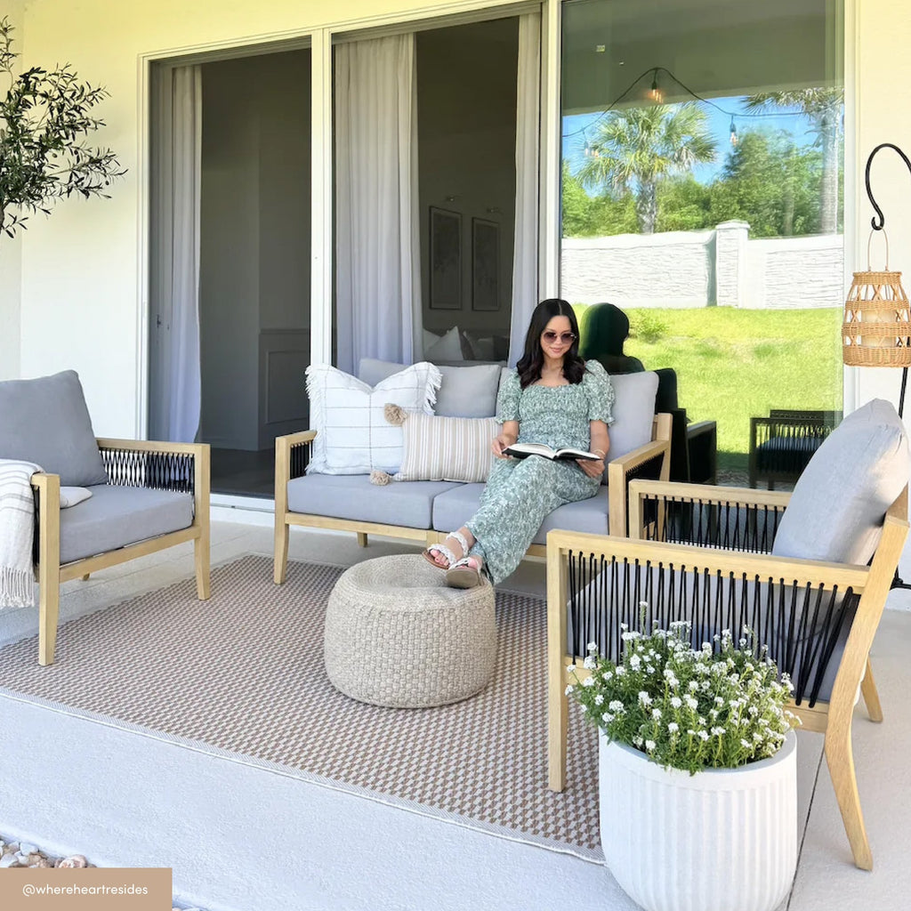 Outdoor Patio Wood Loveseats Gray Acacia (Set of 2)