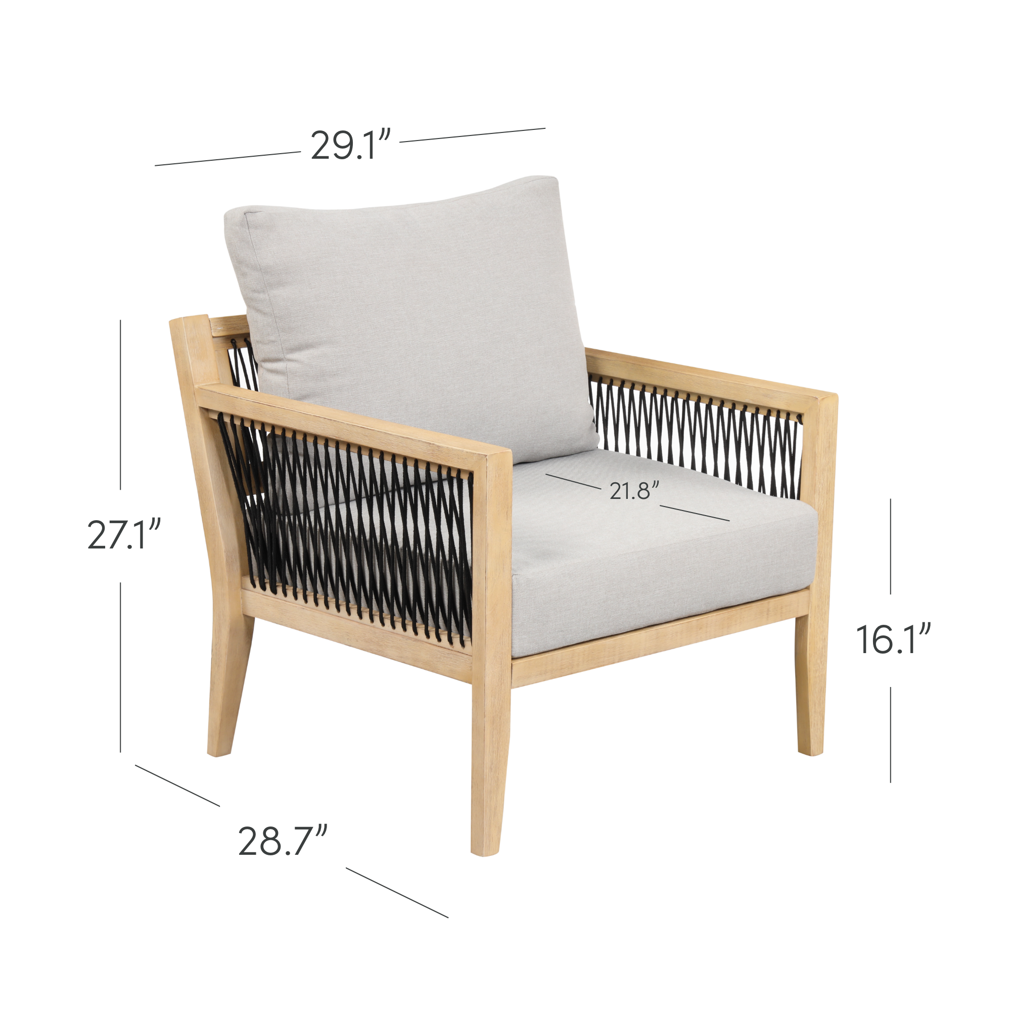 Outdoor Patio Wood Arm Chair Gray Acacia