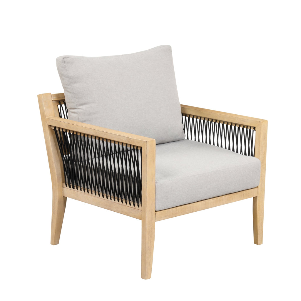 Outdoor Wood Patio Arm Chairs Gray Acacia (Set of 2)