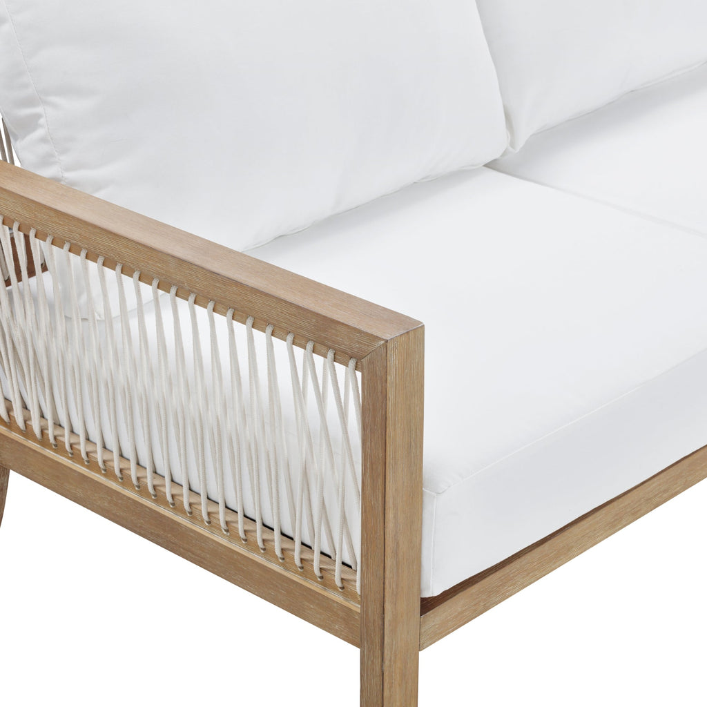 Outdoor Wood Patio Loveseat White Light Brown