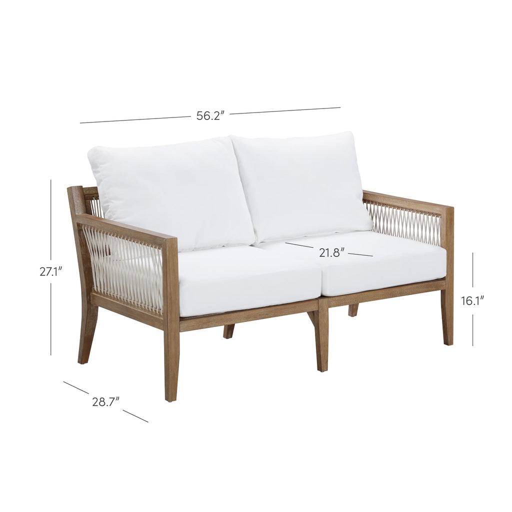 Outdoor Wood Patio Loveseat White Light Brown