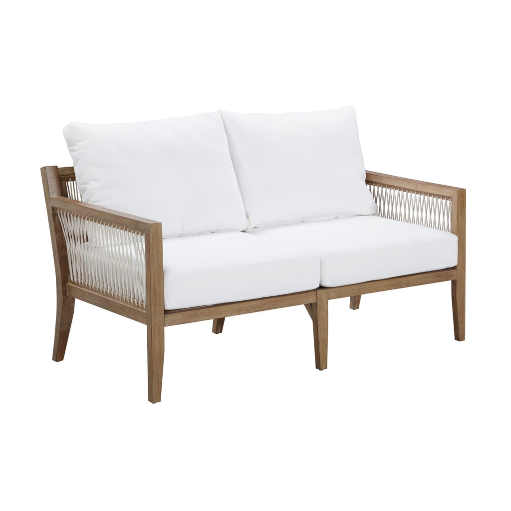 Outdoor Wood Patio Loveseat White Light Brown
