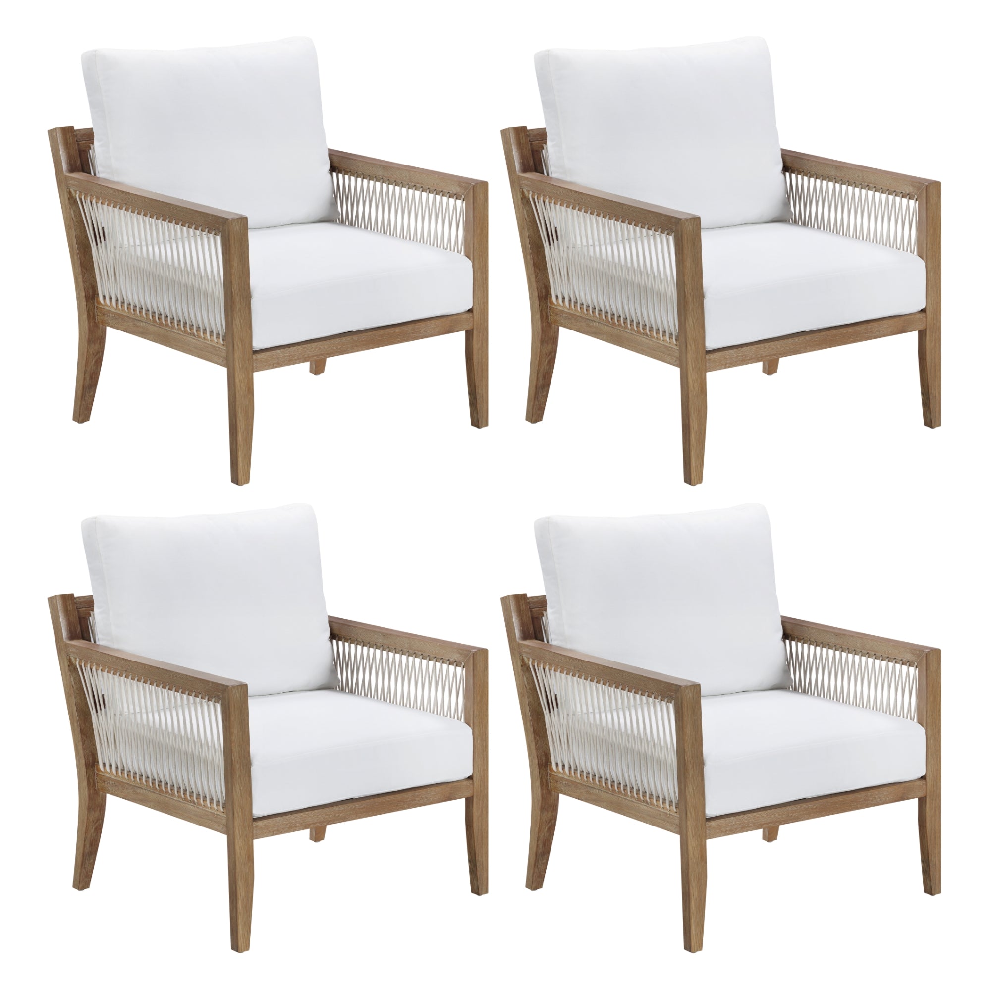 Outdoor Patio Wood Arm Chairs White (Set of 4)