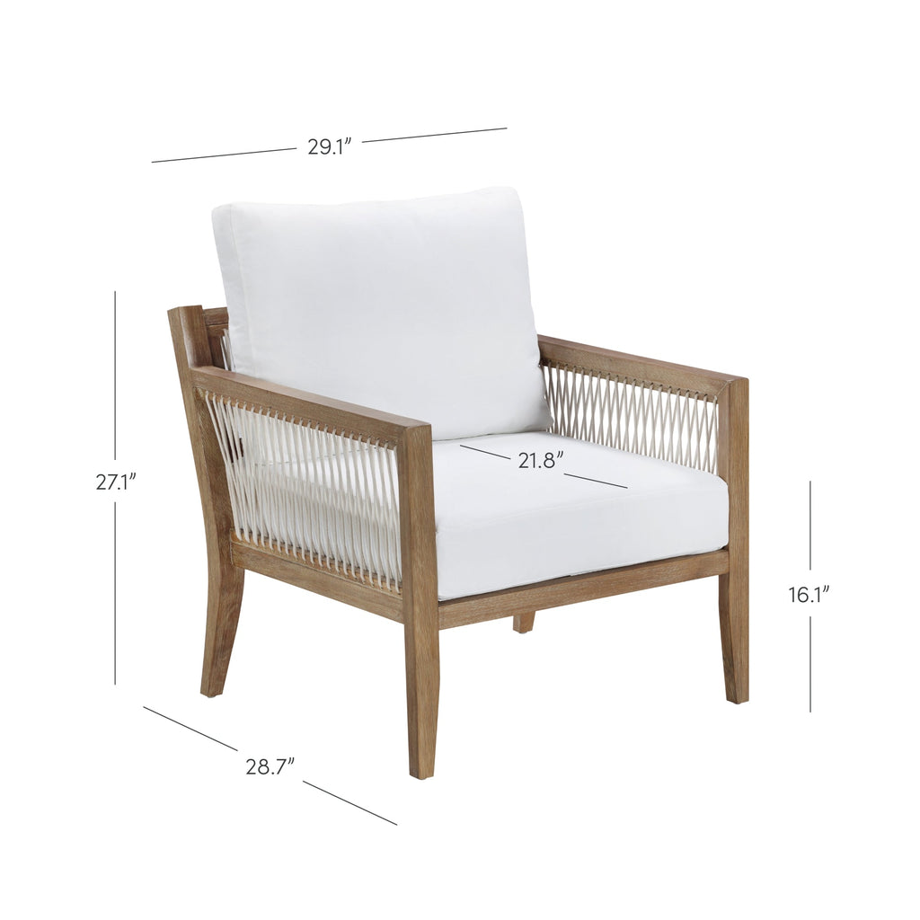 Outdoor Patio Wood Arm Chair White Light Brown