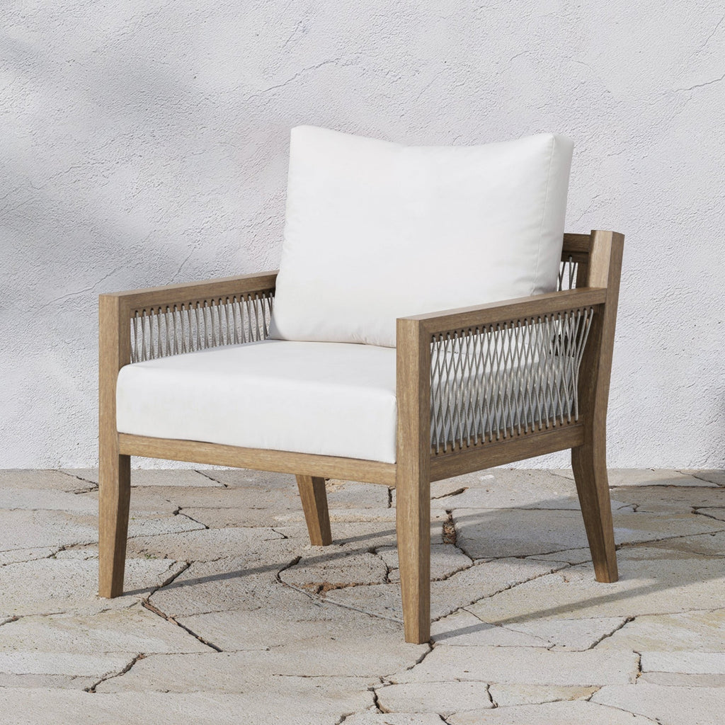 Outdoor Patio Wood Arm Chair White Light Brown