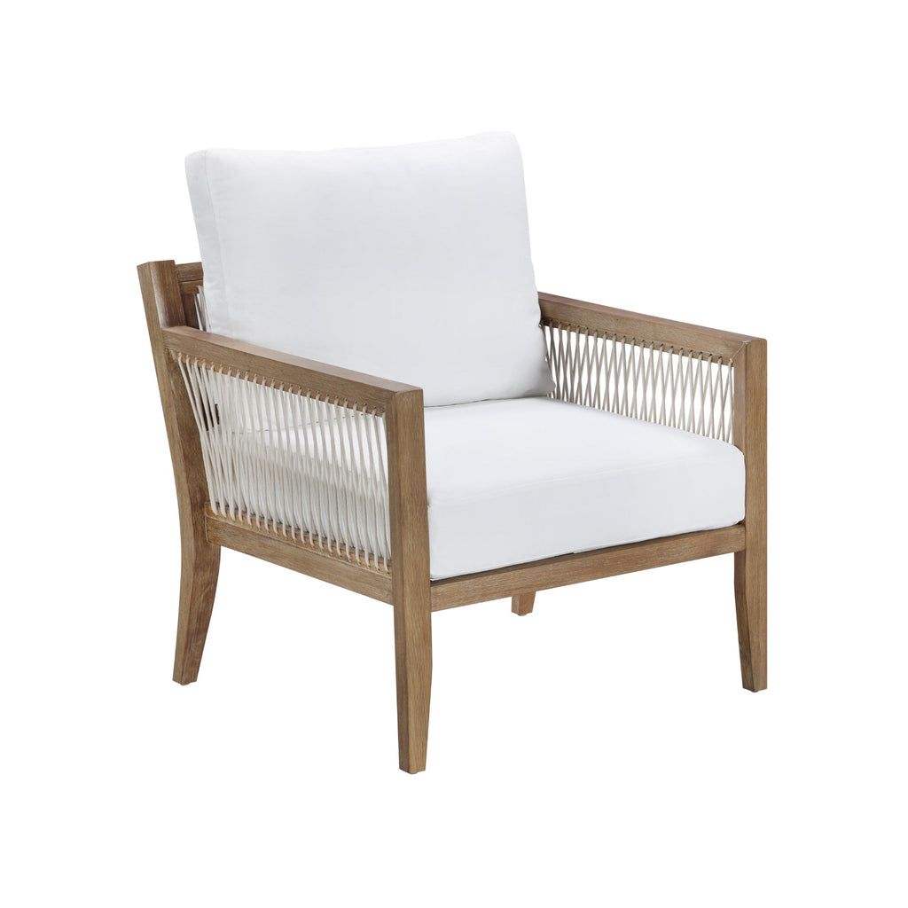 Outdoor Patio Wood Arm Chair White Light Brown