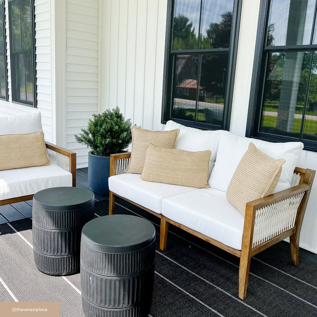 Outdoor Patio Wood Arm Chairs White (Set of 2)