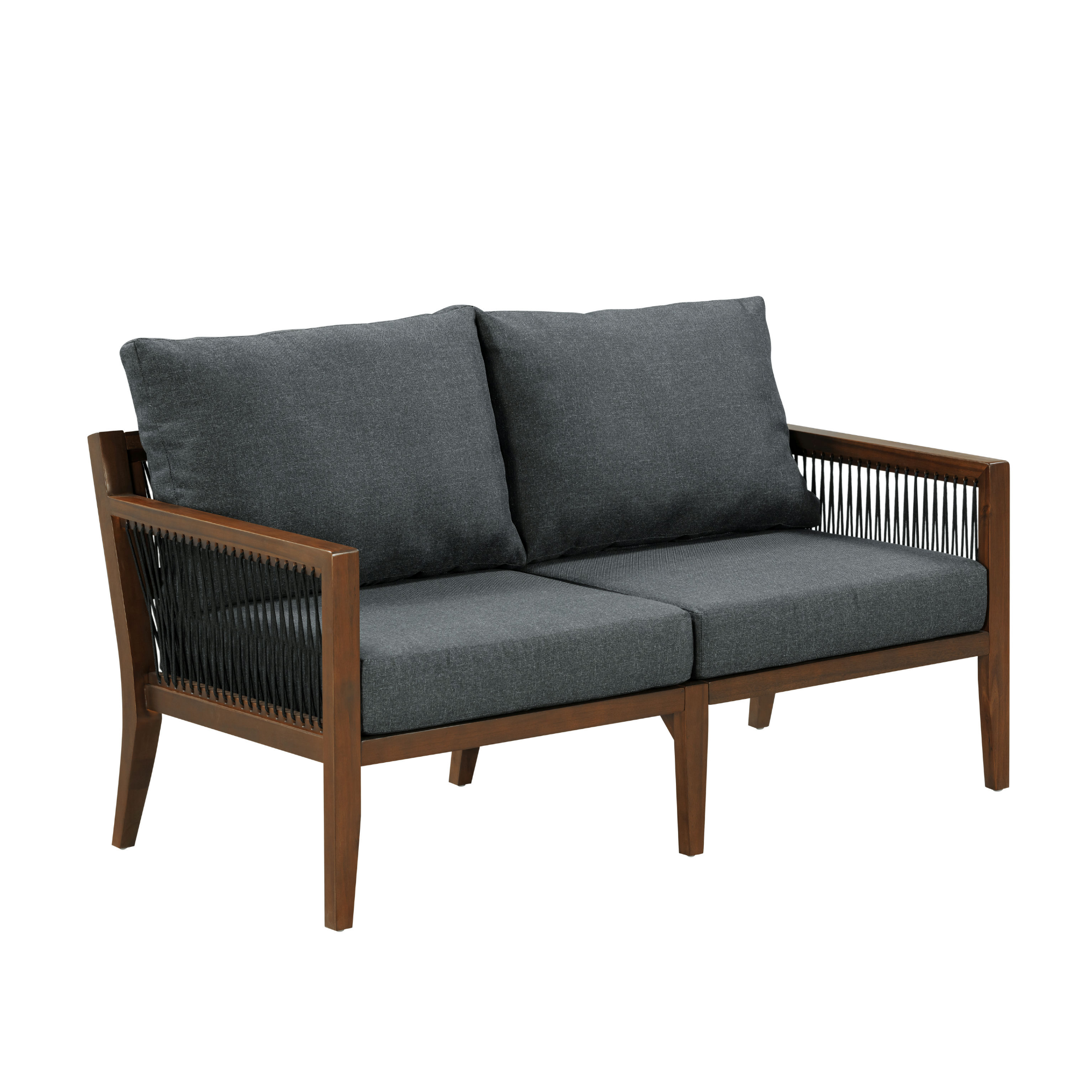 Outdoor Wood Patio Loveseat Gray Dark Acacia