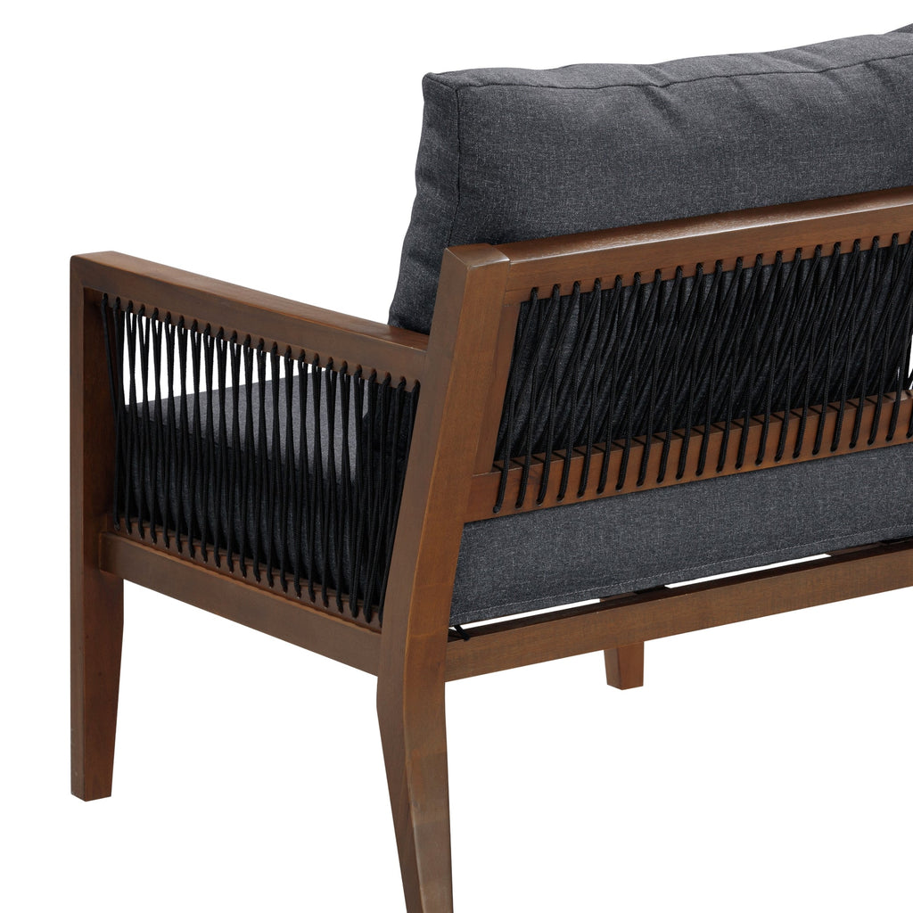 Outdoor Patio Wood Arm Chair Gray Dark Acacia