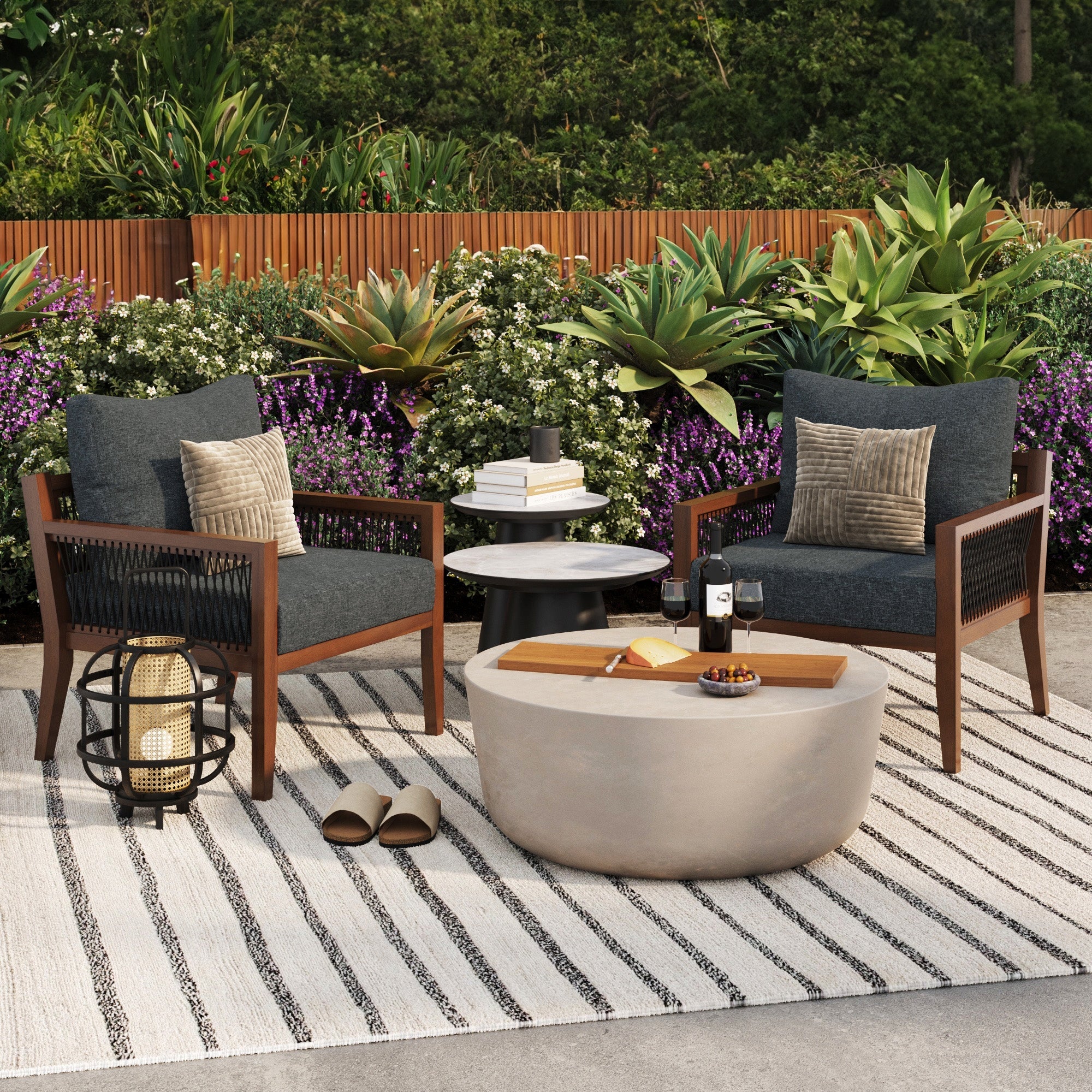 Outdoor Patio Wood Arm Chair Gray Dark Acacia