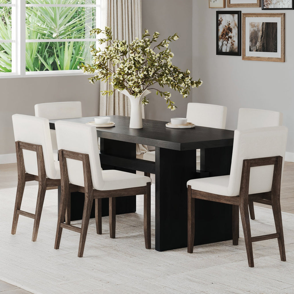 Exposed Back Dining Chairs Dark Brown (Set of 6)