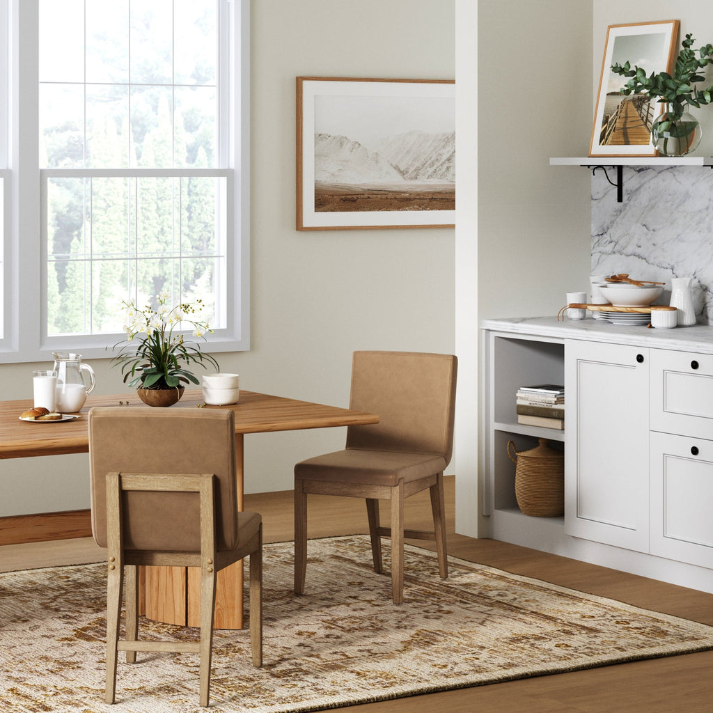 Exposed Back Dining Chair Light Brown (Set of 2)