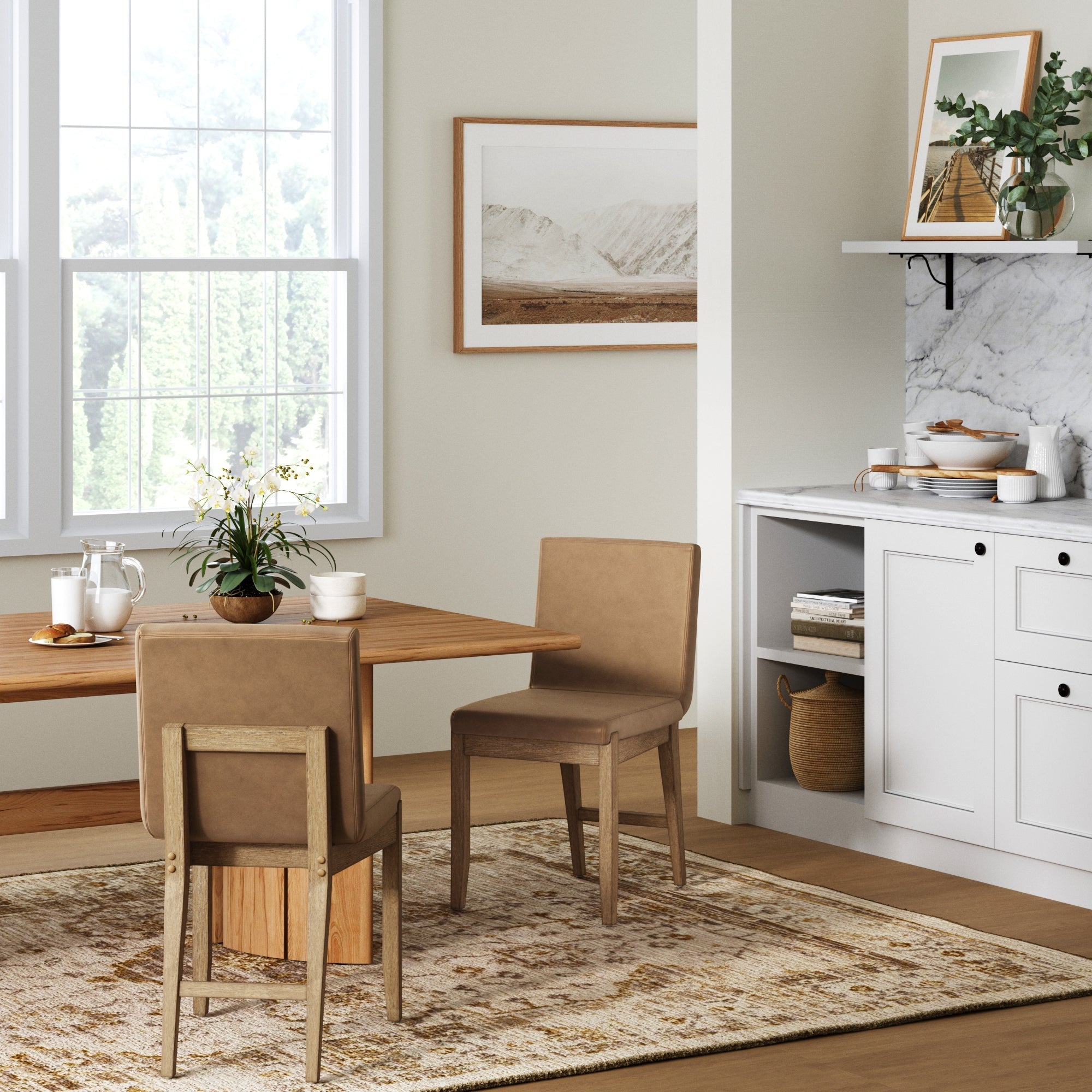 Exposed Back Dining Chair Light Brown (Set of 2)