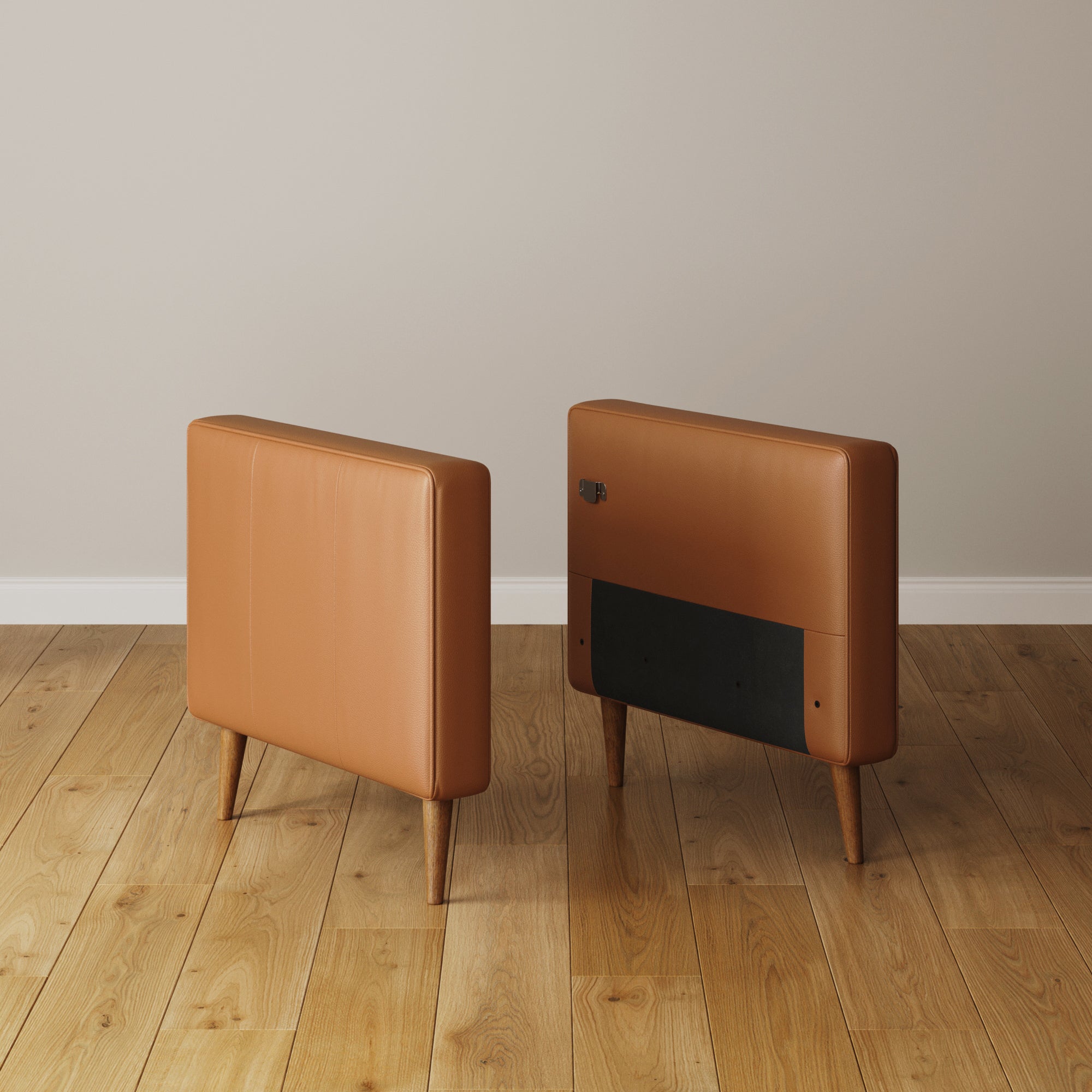 Mid-Century Tufted Leather Sofa Standard Arm Camel (Modular Sofa Part)