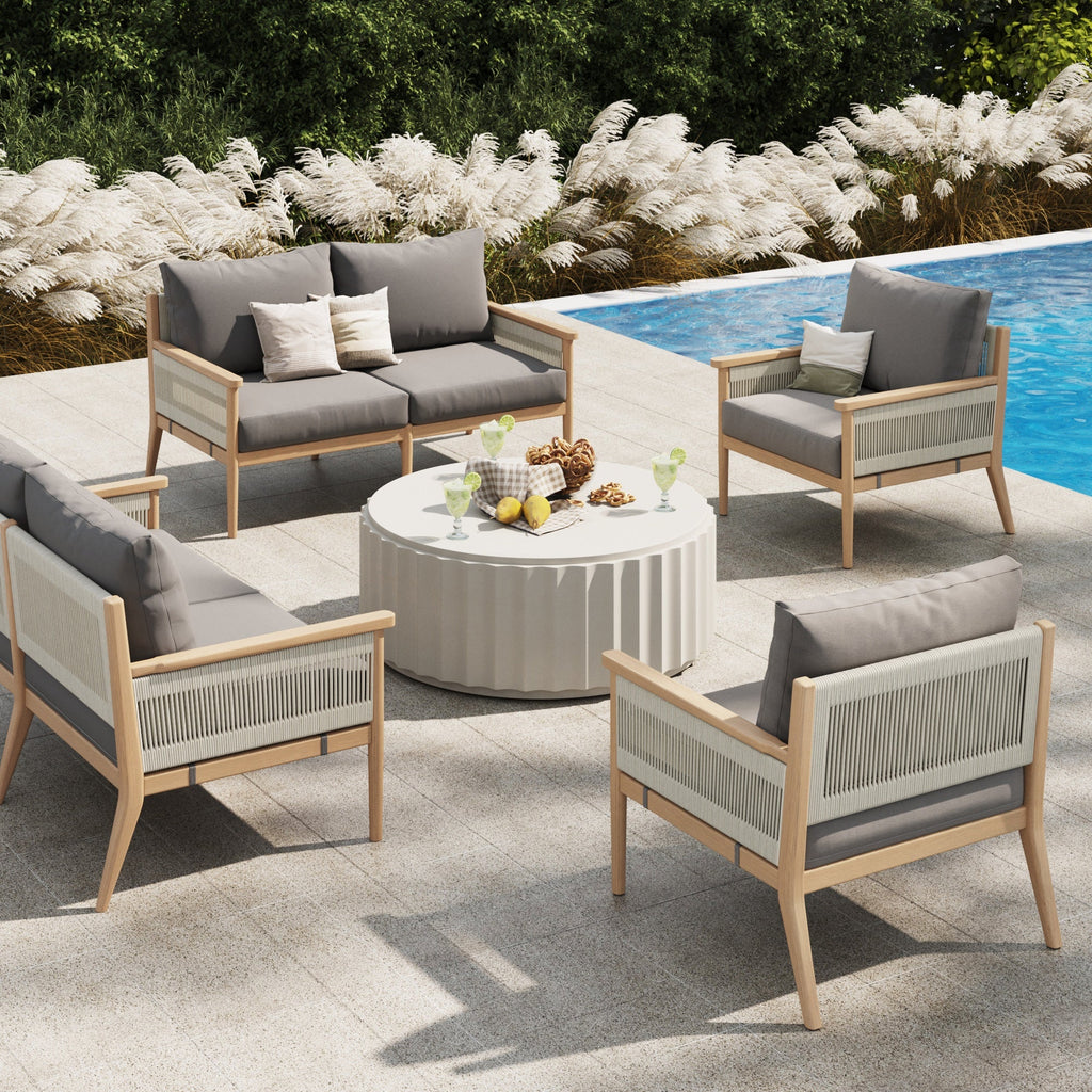 Outdoor 4 Piece Wood Patio Set Loveseats and Chairs