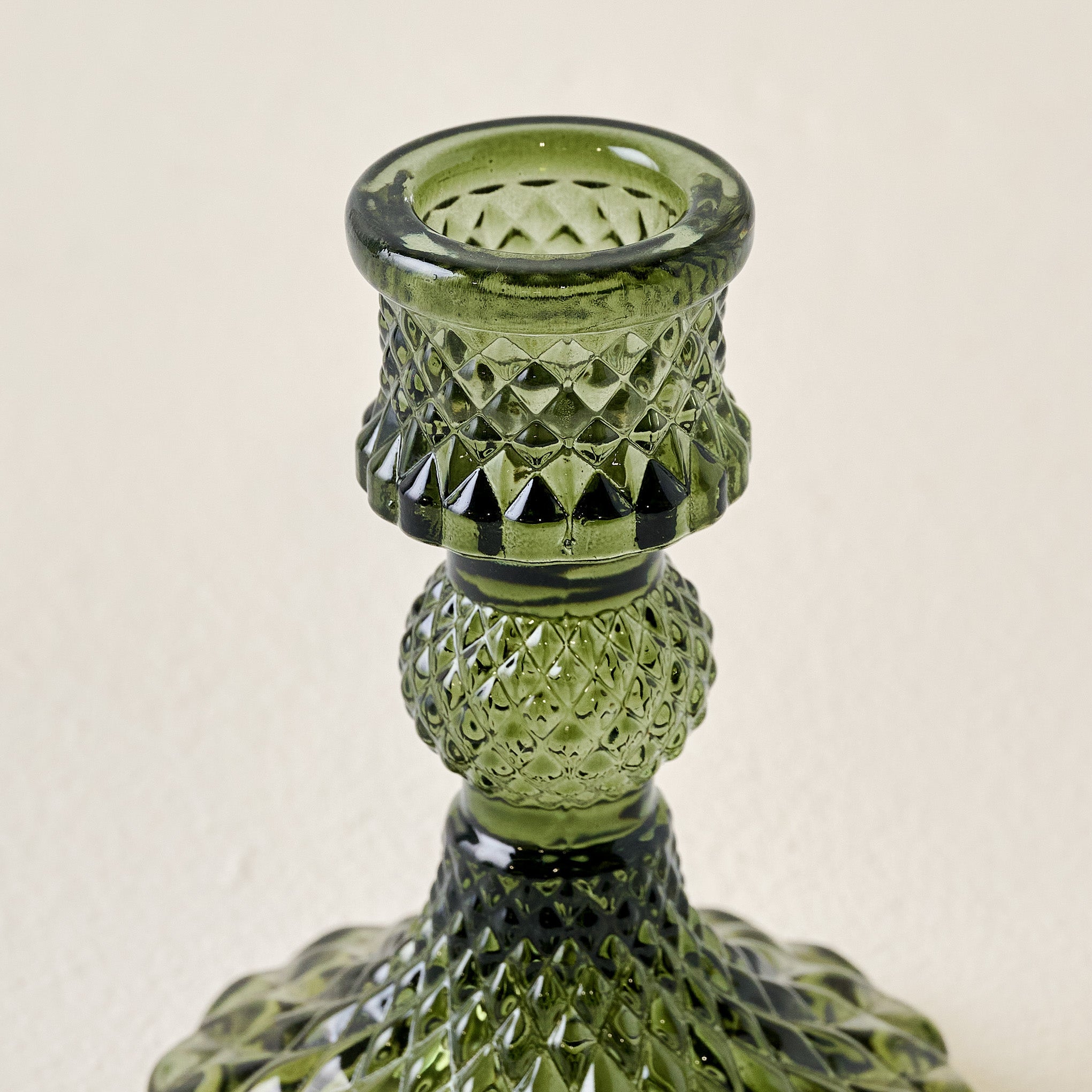 Antique Green Glass Taper Holder