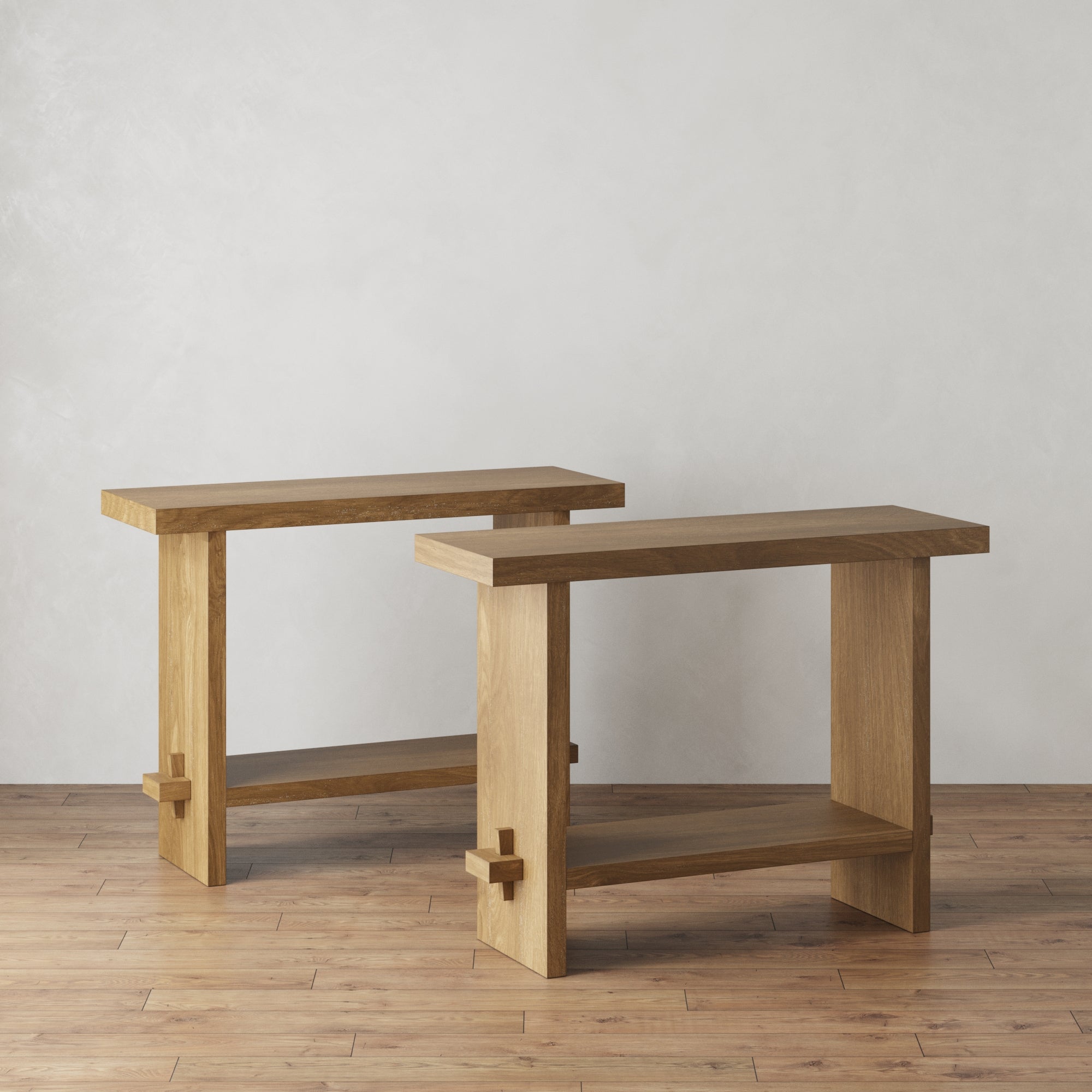 Wood Console Tables Light Brown (Set of 2)