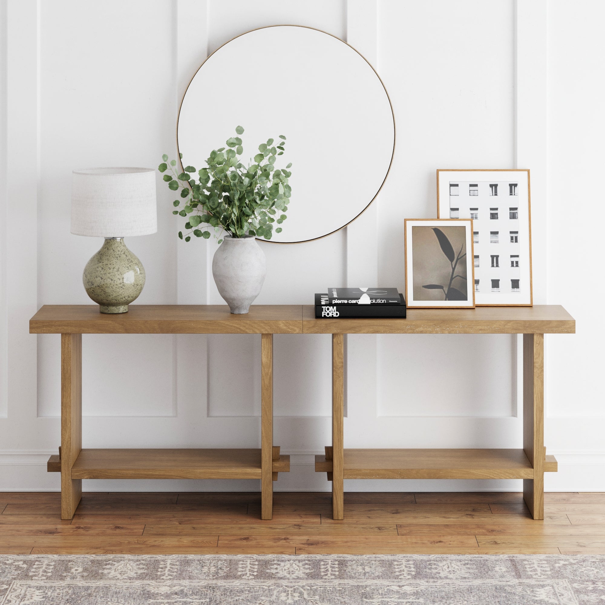 Wood Console Tables Light Brown (Set of 2)