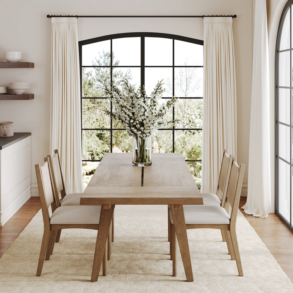 Extendable Dining Table Set with 4 Flax Chairs