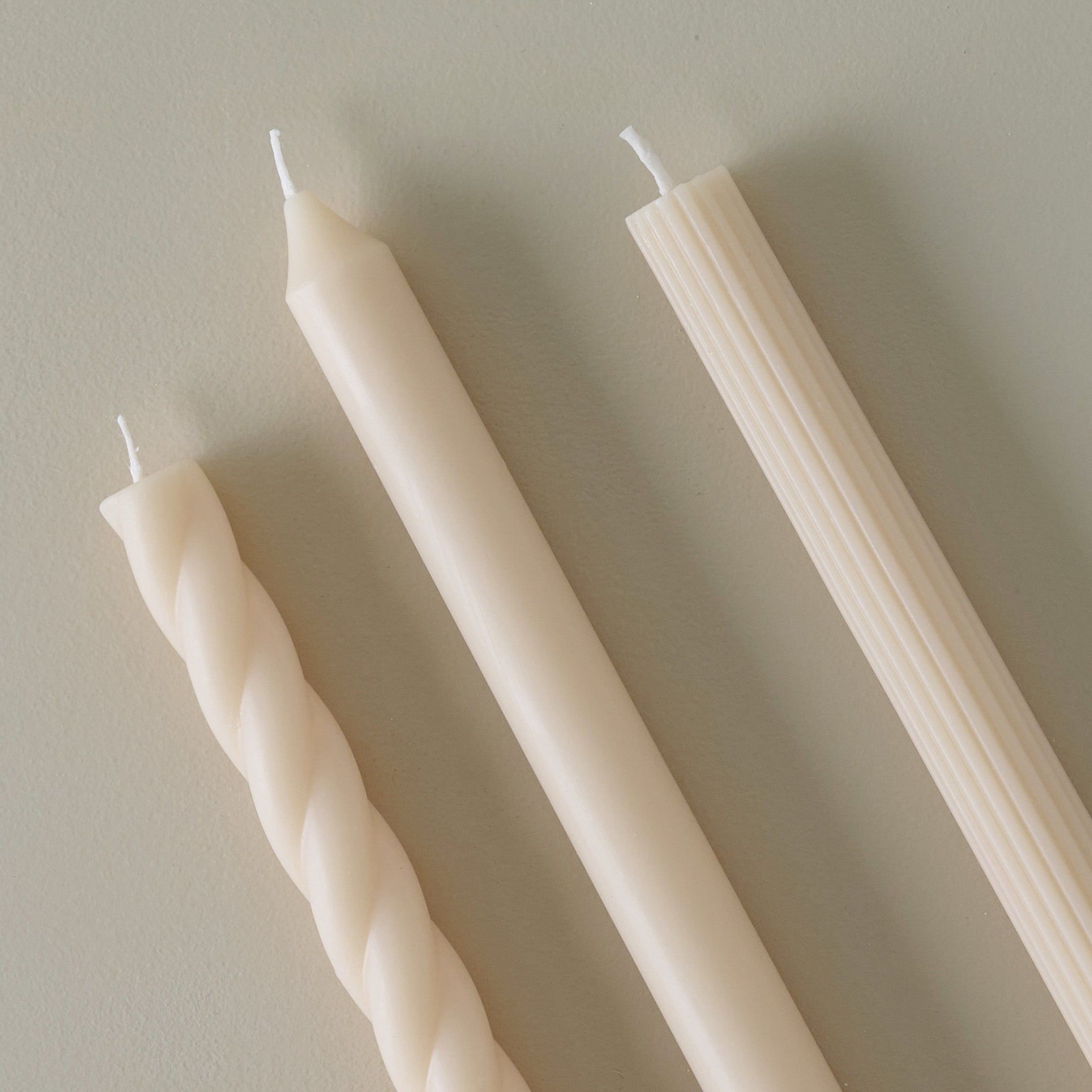 Assorted Cream Taper Candle Set