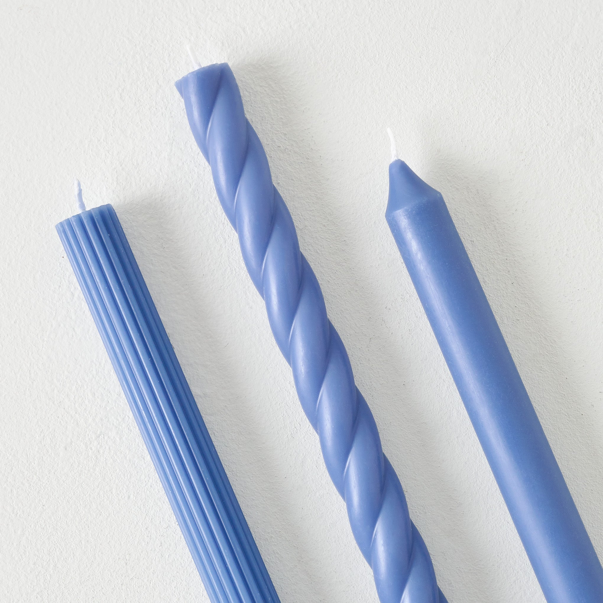 Assorted Blue Taper Candle Set