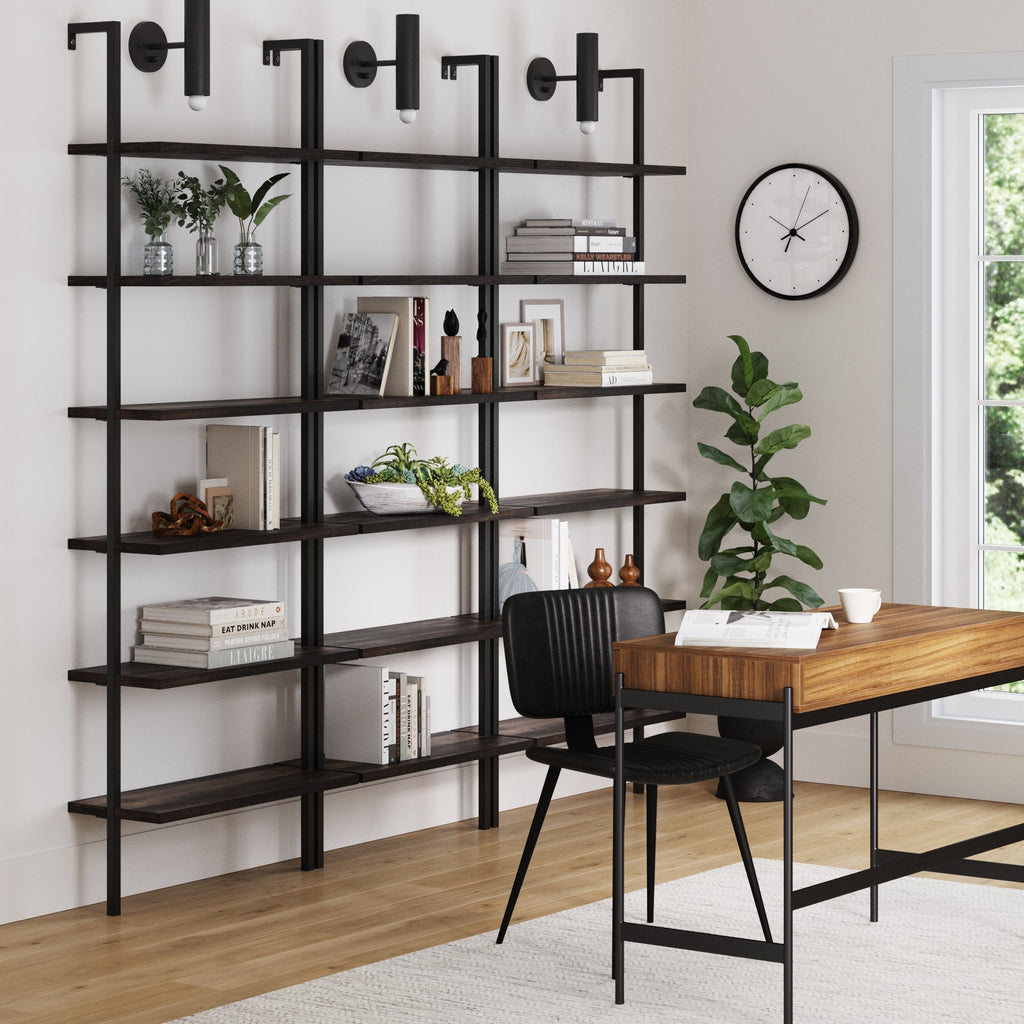 6-Shelf Bookcase Nutmeg Matte Black (Set of 3)