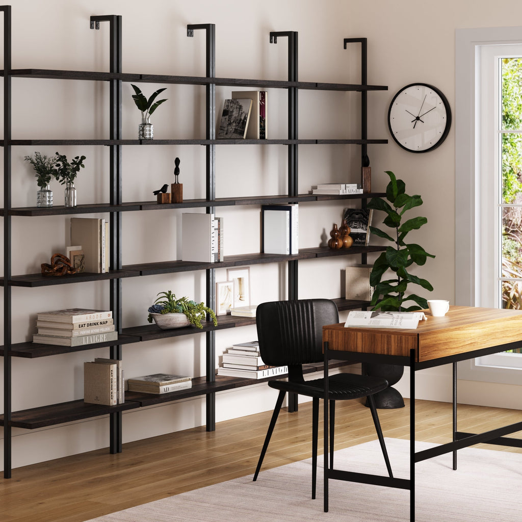 6-Shelf Bookcase Nutmeg Matte Black (Set of 4)