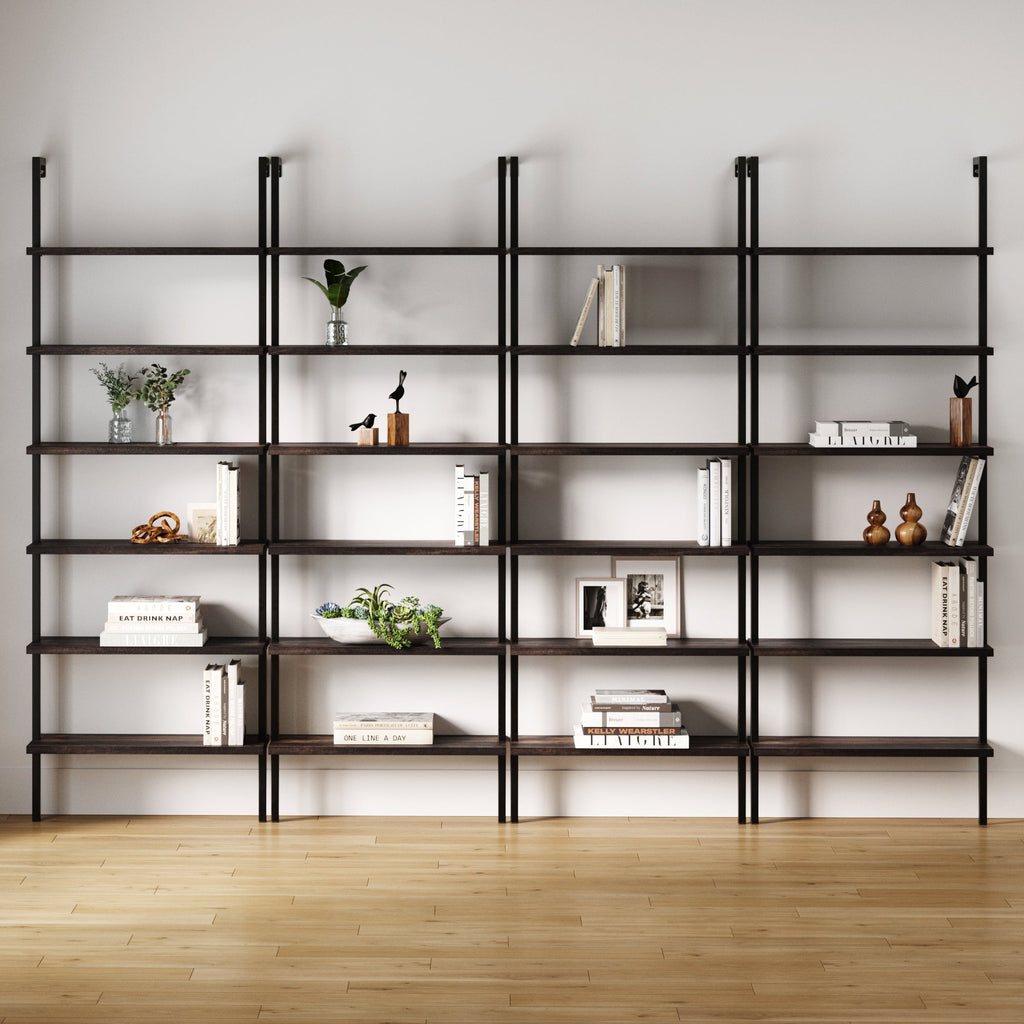 6-Shelf Bookcase Nutmeg Matte Black (Set of 4)