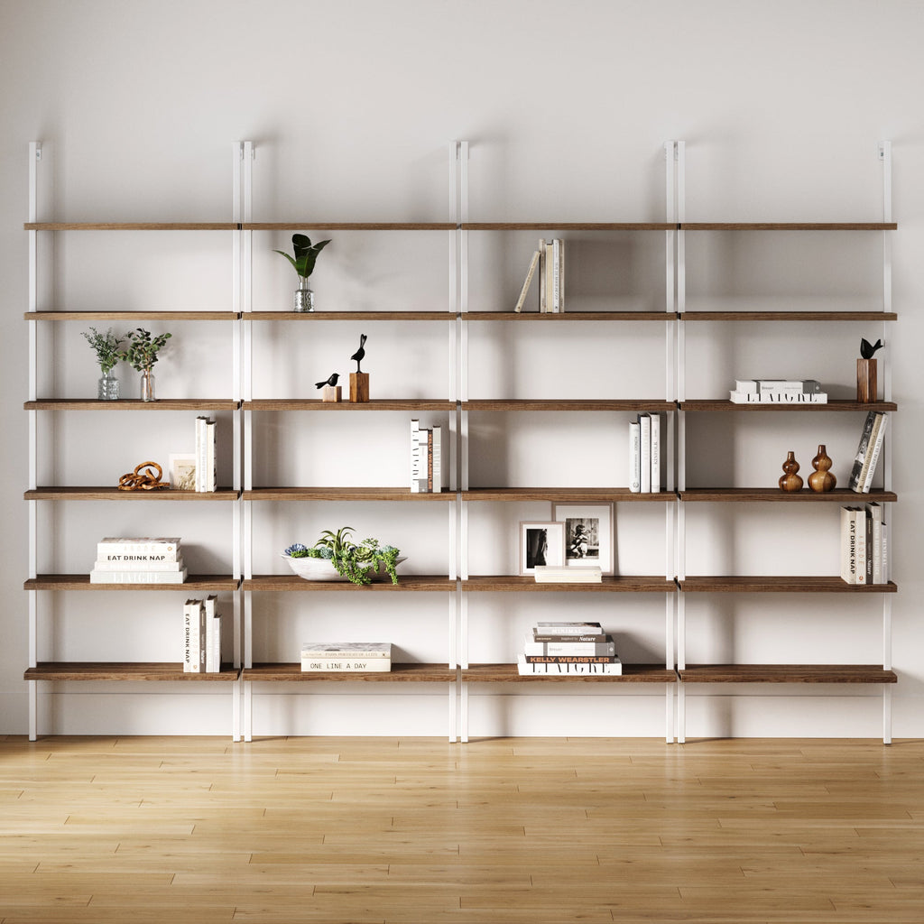 6-Shelf Bookcase Oak Matte White (Set of 4)