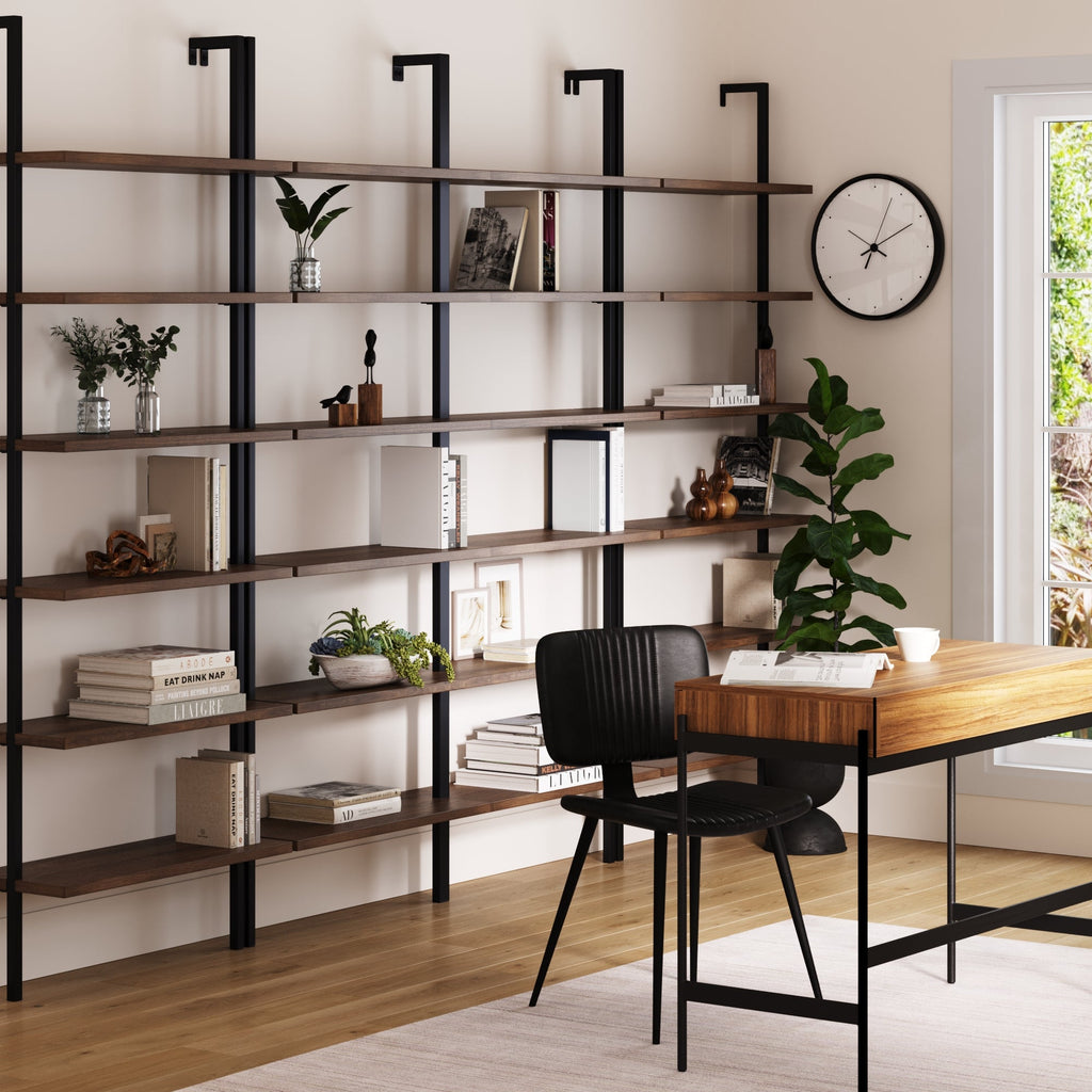 6-Shelf Bookcase Oak Matte Black (Set of 4)