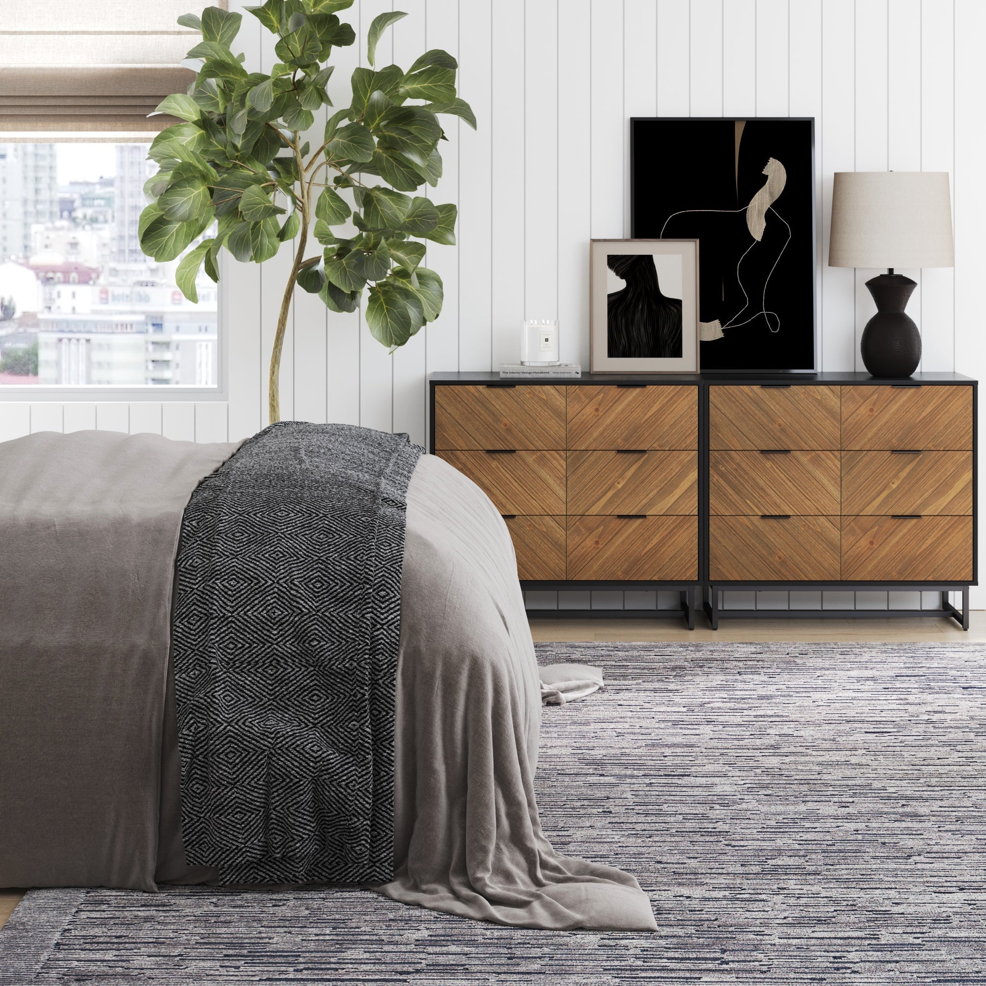 3-Drawer Brushed Fir Dresser (Set of 2)