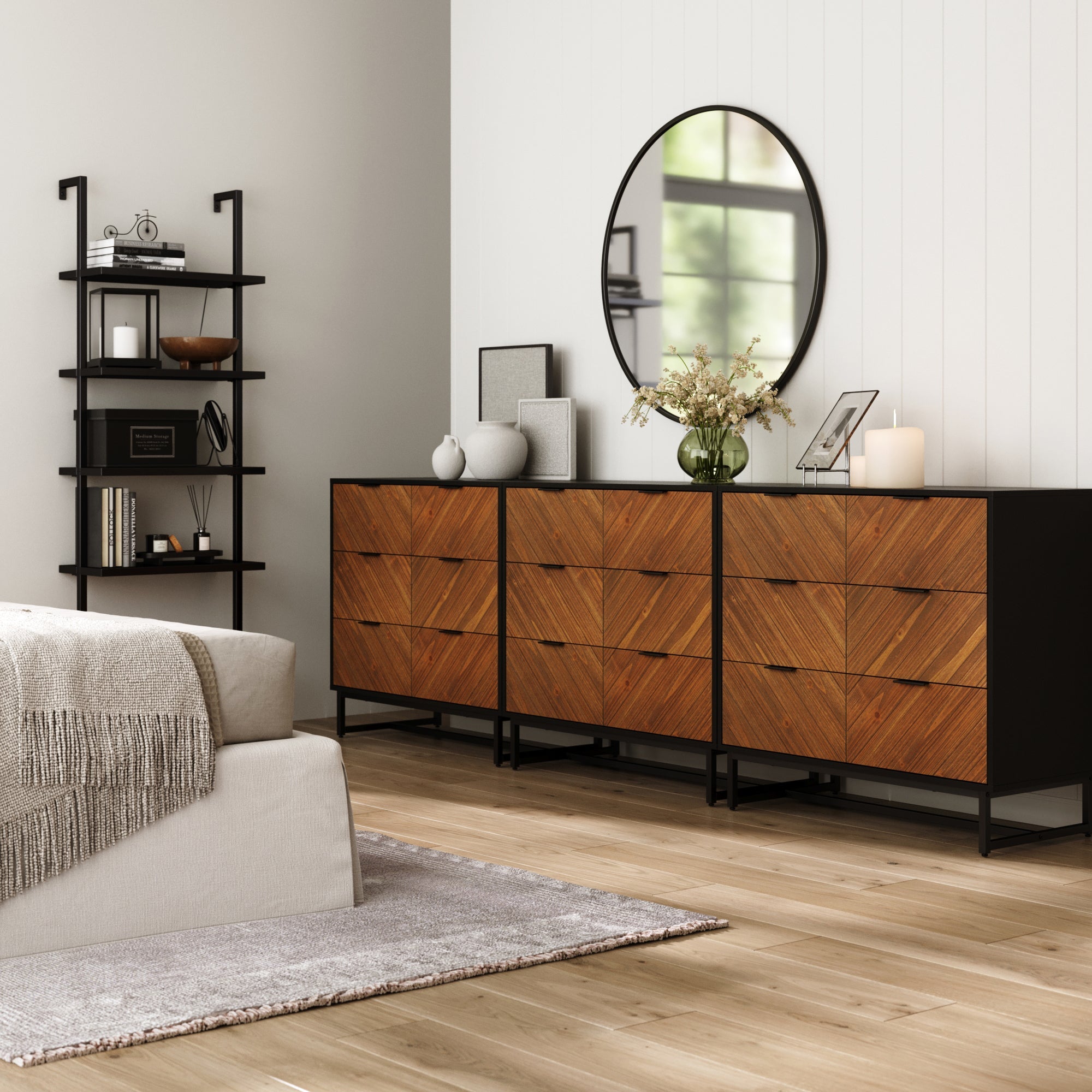 3-Drawer Brushed Fir Dresser (Set of 3)